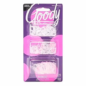 Goody Ouchless Polyband Hair Ties, 250 Ct, Clear, Latex Elastic Bands