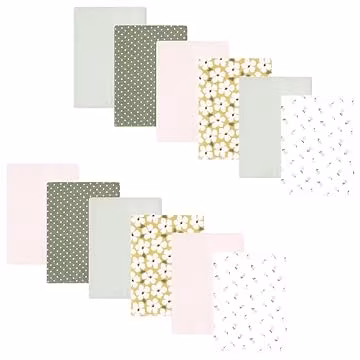 Hudson Baby Unisex Baby Flannel Burp Cloth 12pk, Sage Floral, One Size
