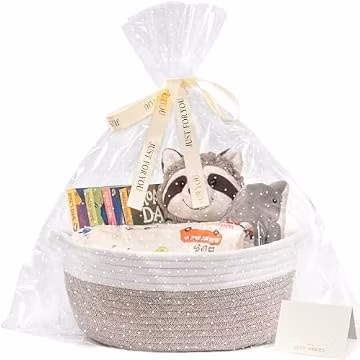 CHICVITA Rope Gift Baskets Empty with Bags & Ribbon, Boo Basket, Brown