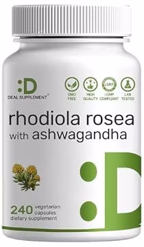 DEAL SUPPLEMENT Rhodiola Rosea with Ashwagandha, 240 Veggie Capsules – Rhodiola Rosea Supplement – Rhodiola & Ashwagandha Blend – Non-GMO