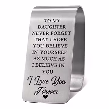 LAGZDFC to My Daughter Never Foget That I Hope You Believe in Yourself Visor Clip for Cars, Inspirational Gifts from Dad Mom, Christmas Birthday Graduation Gifts for Daughters, Daughter Car Charm