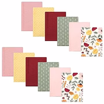 Hudson Baby Unisex Baby Cotton Flannel Burp Cloths Bundle, Fall Botanical, One Size