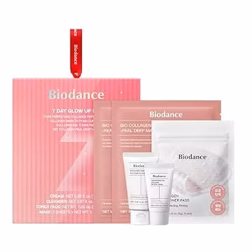 BIODANCE 7 Day Glow Up Kit: Collagen Gift Set for Glass-Skin, Korean Skin Care with Cleanser, Toner Pads, Moisturizer, Gel Masks, All-in-One Skin Care Set, Mothers Day Gifts
