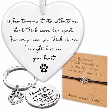 Pet Memorial Ornament Gifts, Loss of Dog Sympathy Card, Bracelet, Keychain