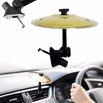 Mini Car Cymbal Air Vent, Mini Car Drum Crash Cymbal Car Symbol Drum Air Vent Funny Musical Instruments Gadget for Drummer Music Lovers Gift-Gold