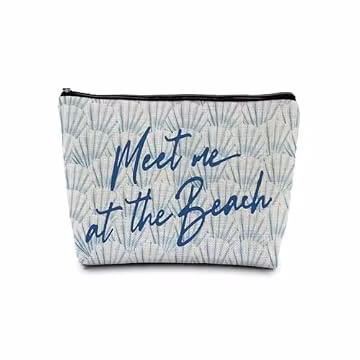 SAFDSGFDB Blue Seashell Coastal Beach Makeup Cosmetic Bag for Women, Beach Lover Gifts, Meet Me at The Beach Nautical Ocean Beachy Portable Travel Toiletry Bag Zipper Makeup Pouch