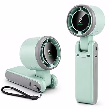EcoNour Portable Handheld Fan - 5 Gear High Speed 13550 RPM Rechargeable Mini Personal Hand Fans that Blow Cold Air, Battery Powered Travel Fan Essentials, Holiday Gifts for Women, Men - Green