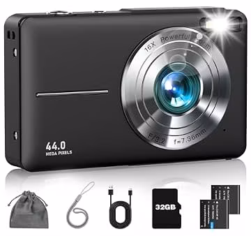 Digital Camera, FHD 1080P Point and Shoot Camera for Kids Teens, 32GB Card