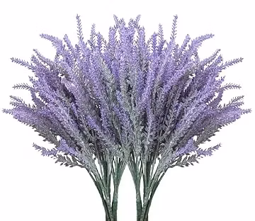Besteek 10 Bundles Fake Flowers Artificial Lavender Plants, Purple