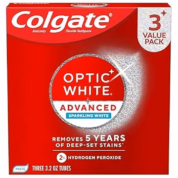 Colgate Optic White Advanced Hydrogen Peroxide Toothpaste, 3 Pack, 3.2 oz