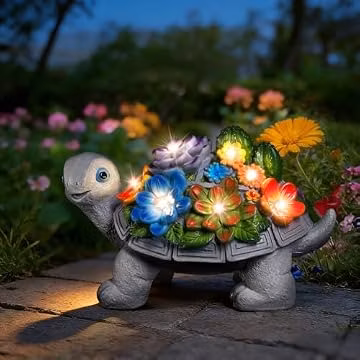 Linkax Turtle Statues Solar Garden Decor, Christmas Gift for Grandma Mom