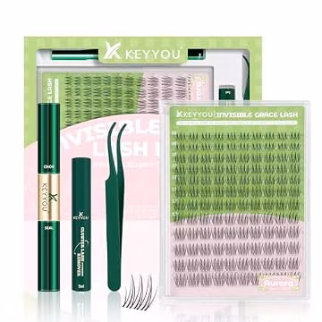 KEYYOU Natural Lash Clusters Kit Aurora Wispy Lash Extension Kit C Curl