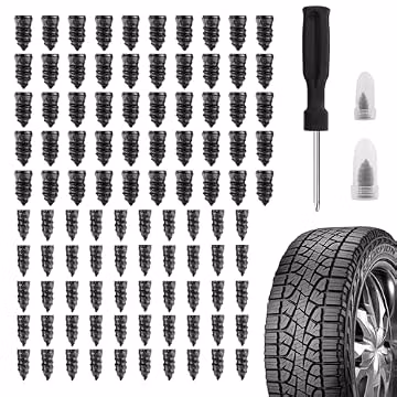 Salior 100PCS Tire Plug Kit with Screwdriver,Rubber Flat Tire Repair Kit for Fast Repair of Tire Punctures,Durable Car Tire Repair Kit Self-Service Repair Nails for Car Motorcycle Truck
