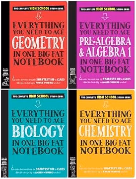 Big Fat Notebook Series High School 4-Book Bundle Set - The Complete Study Guide Collection for High School Students - Geometry, Pre-Algebra & Algebra 1, Biology, Chemistry