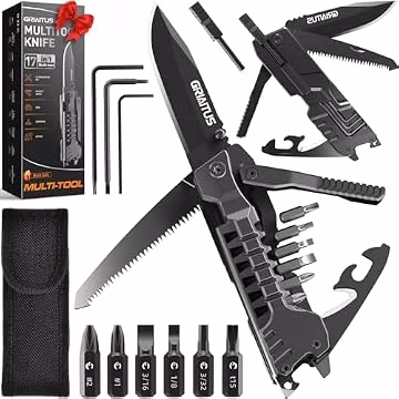 17 in 1 Multitool Knife Fire Starting Stick Bottle Opener Saw for Camping