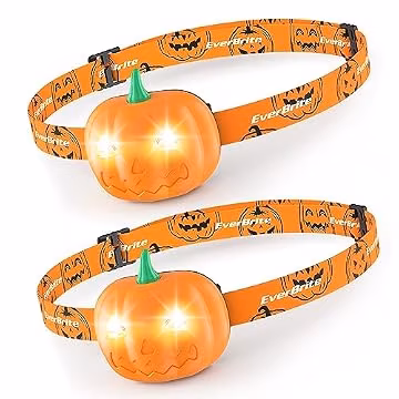 EverBrite Halloween Pumpkin Headlamps, 2 Pack Kids Head Lamps
