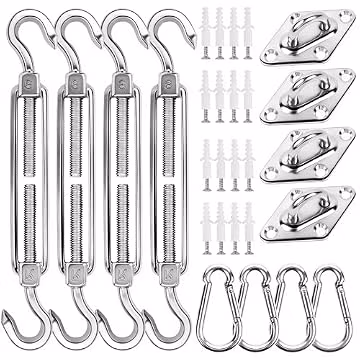 YOFIT 44 Pcs Shade Sail Hardware Kit 6 Inch Outdoor Sun Sail Accessories