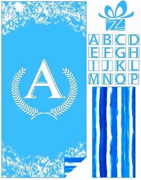 Zoneshinex Personalized Monogrammed Thin Beach Towel Sand Free Quick Dry Super Absorbent Customized Initial Letter Lightweight Oversized Pool Swim Microfiber Towels A Gifts for Women