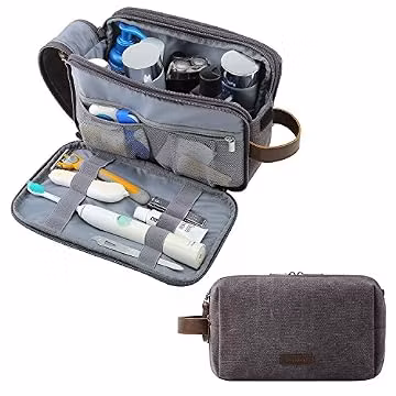 BAGSMART Toiletry Bag for Men, Travel Toiletry Organizer Dopp Kit Water-resistant Shaving Bag for Toiletries Accessories, Door Room Essentials, Black-medium