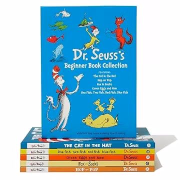 Dr. Seuss's Beginner Book Boxed Set Collection: The Cat in the Hat; One Fish Two Fish Red Fish Blue Fish; Green Eggs and Ham; Hop on Pop; Fox in Socks