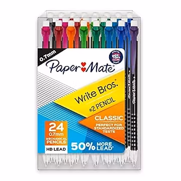 Paper Mate Mechanical Pencils, Write Bros. Classic Number 2 Pencil, 0.7mm, 24 Count - Classroom Supplies, Back to School, Great for Standardized Tests