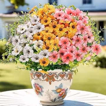 SZFIXEZ 16 Bundles Artificial Flowers and Plants - Fake Flowers and Eucalyptus for Indoor Outdoor Home Wedding Garden Party Decor - Without Pot