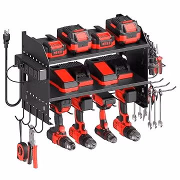 CCCEI Modular Power Tool Organizer Wall Mount with Charging, Black, 1 Pack