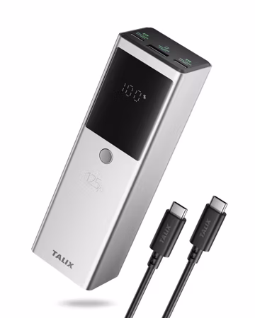 TALIX 125W Power Bank, 12800mAh Portable Laptop Charger with 240W USB-C Cable and 3-Port, PD Fast Charging Battery Pack for Laptop/MacBook/iPhone 17/Moto/Samsung S26