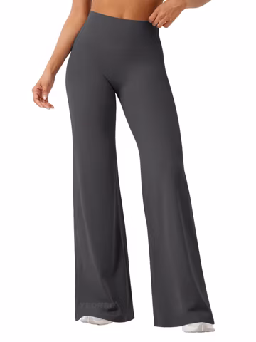 YEOREO Workout Women Straight Leggings 33" Eddiy Gym Yoga Pants Dark Gray S