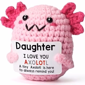 WEYON Daughter Gifts from Mom, Back to School Gifts for Kids on First Day, Handmade Crochet Axolotl Plush, Teen Girl Trendy Stuff, Birthday Christmas Basket Stuffers for Tweens