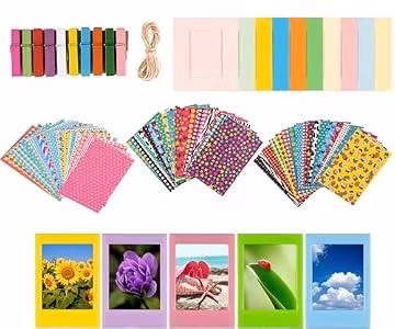 Sturdy Tiger Colorful Bundle Kit Accessories for Fujifilm Instax Mini 8/9/11/12 Camera - Assorted Accessory Pack of Sticker Frames, Plastic Desk Frames, Hanging Clips with String