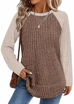 Long Sleeve Shirts for Women Winter Clothing Fall Fashion Clothes Brown L