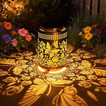 Solar Lanterns Outdoor Waterproof Butterfly Garden Decor Gifts for Women Mom Grandma, Hanging Solar Lights Metal Garden Decoration Outside for Yard, Patio, Backyard, Porch for Gift Card Box Packaging