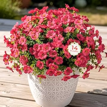 Auihiay Outdoor Artificial Flowers, Faux Flowers for Outdoor Planters