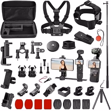 Accessories Kit for OSMO Pocket 3/Pocket 4, SGIP 2-in-1 Stand, Organizer Bag, Hard Shell Case,Selfie Stick,Tripod,Magnetic Mount,Mobile Phone Holder, Screen Protector, Accessories for OSMO Pocket 3 4