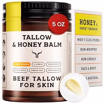 Beef Tallow for Skin - Tallow and Honey Balm For Face - Gift Ready - Tallow Face Moisturizer - Beef Tallow Moisturizer - Tallow Balm - Grass Fed Beef Tallow For Skin - Tallow Face Cream Lotion