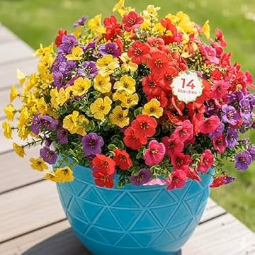 Auihiay Artificial Flowers for Outdoor, UV Resistant Faux Flowers