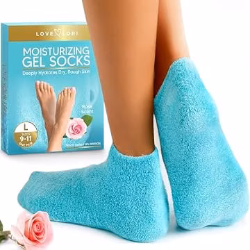 Love Lori Moisturizing Gel Socks for Women - Dry Cracked Feet, L