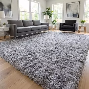 Opreine Fluffy 7x10 Area Rugs for Living Room Clearance Non Slip Grey