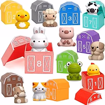 Learning Toys for 1,2,3 Year Old Toddlers, 20Pcs Farm Animals Toys Montessori Counting, Matching & Sorting Fine Motor Games, Christmas Birthday Easter Gift for Baby Boys Girls Age 12-18 Months