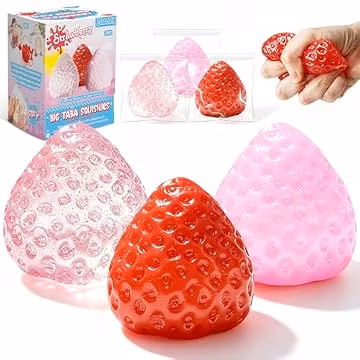 3Pcs Big Taba Squishies Strawberry, Cute Strawberry Squeeze Toys