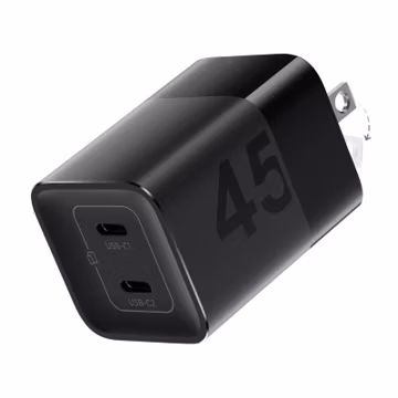 wegear 45W USB C Charger, 2 Port GaN Fast Charging with PPS, Foldable Wall Charger Block for iPhone 17/16/15, iPad, Galaxy S25/S24, Pixel 10/9 (Black)