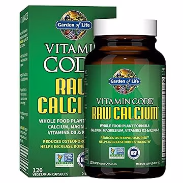 Garden of Life Raw Calcium Supplement for Women and Men - Vitamin Code Made from Whole Foods with Magnesium, K2, Vitamin D3 and Vitamin C plus Probiotics for Digestion, 120 Capsules