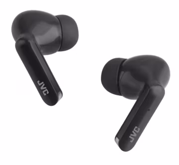JVC Ultra Compact True Wireless Earbuds Headphones, Total 12 Hour Battery Life, Sound with 13mm Driver, USB-C Connection - HAB5TB (Black)