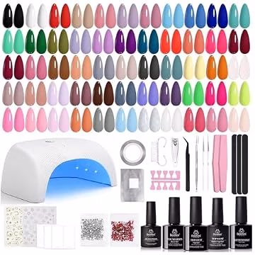 Beetles Gel Nail Polish Kit with U V Light - 80Pcs 55 Colors Gel Nail Kit