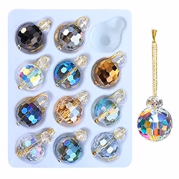 12 Pcs Multicolor Crystal Glass Christmas Balls Ornaments, 0.87" Mini Colorful Prism Ball Xmas Tree Decorations, Hanging Ornament Clearance for Wedding Party Home Decor(Multicolor)