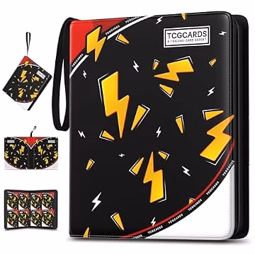 Trading Card Binder 4 Pocket,400 Pocket Card Collection Binder with 50 Removable Sleeves,PU Waterproof Top Card Book,3-Ring Zipper Collectible Trading Card Album for MTG/TCG/Card Holder Gift(Black)