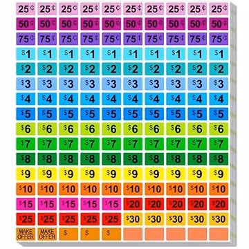 Garage Sale Stickers, 2400 PCS 3/4 Inch*1/2 Inch Price Stickers for Yard Sales, Flea Markets, County Fairs & Retail Use, Pricemarker Labels, Colorful Price Tags