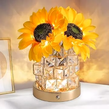 JHXLAMP Birthday Gifts for Women,Sunflower Flower Touch Lamp,Rechargeable Cordless 3-Colour Dimming Small Night Light for Festival,Restaurant,Bedroom Housewarming Gifts for Mom