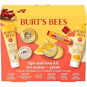 Burt's Bees Tips and Toes Kit Gift Set, 6 Travel Size Products